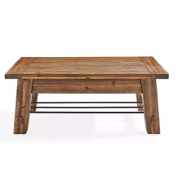 Kirklands Home Coffee Tables|Honey Acacia Wood Coffee Table with Metal Bars Tan
