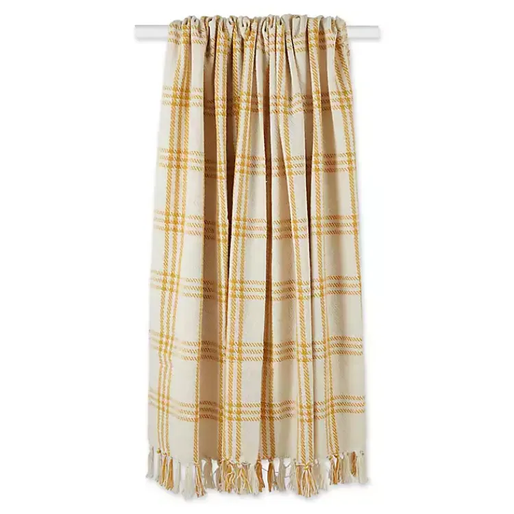 Hot Honey Gold Plaid Fringe Throw Blankets & Throws
