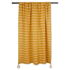 Discount Honey Gold Slub Stripe Decorative Throw Blankets & Throws