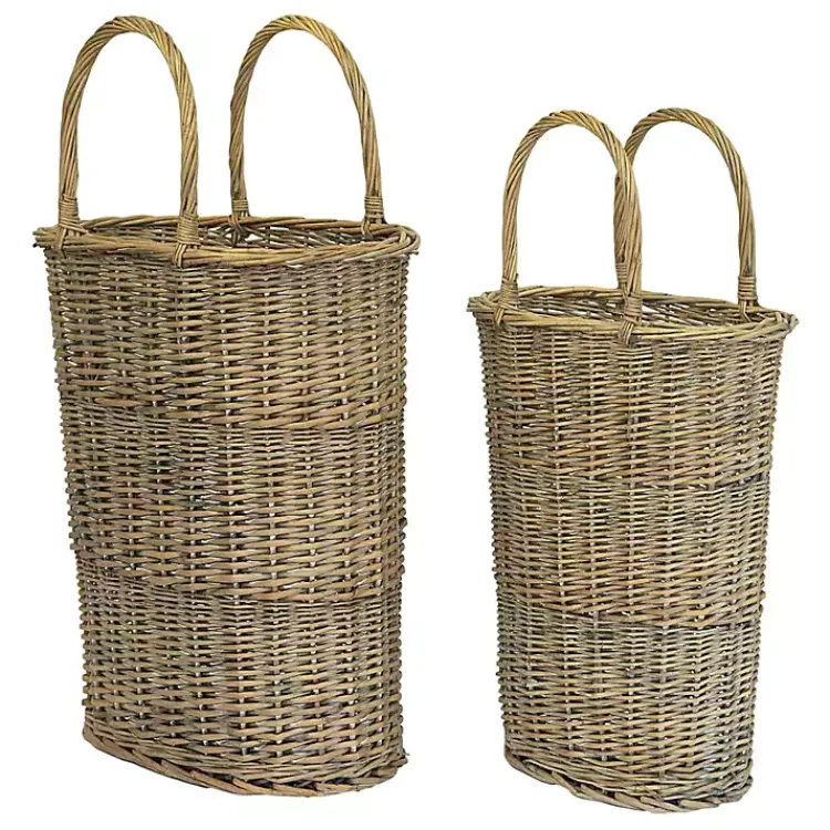 Clearance Honey Wicker Tall Oval Baskets, Set of 2 Baskets & Boxes