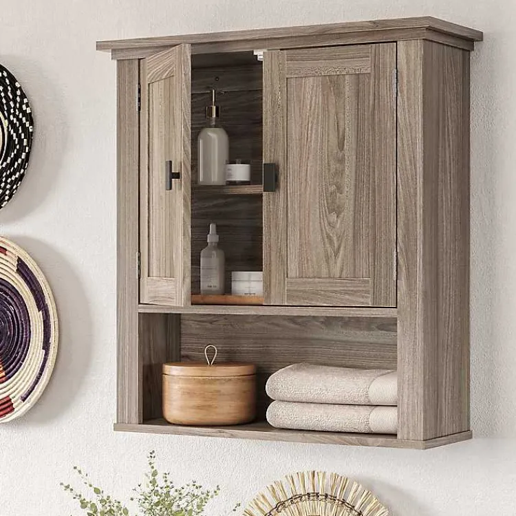 Kirklands Home Shelves|Honey Woodgrain Wall-Mounted Cabinet Tan