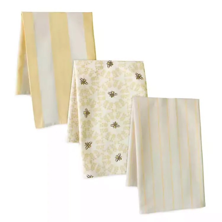 Kirklands Home Kitchen Accessories|Honeybee Sunshine 3-pc. Christmas Towel Set