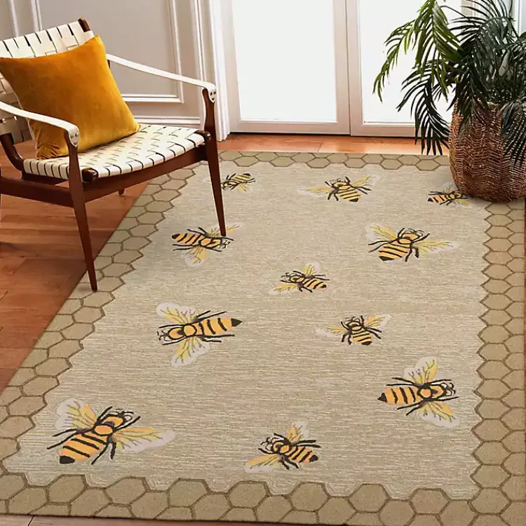 Kirklands Home Outdoor Rugs|Honeycomb Bees Outdoor Area Rug, 5x7