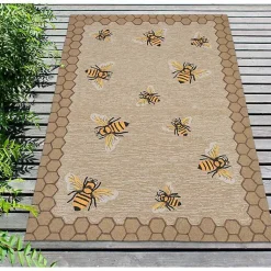 Kirklands Home Outdoor Rugs|Honeycomb Bees Outdoor Area Rug, 5x7