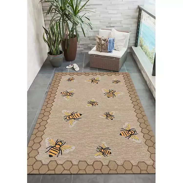 Kirklands Home Outdoor Rugs|Honeycomb Bees Outdoor Area Rug, 5x7