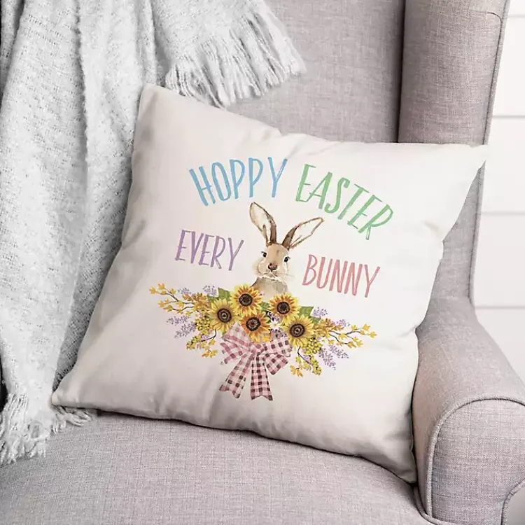 New Hoppy Easter Sunflower Indoor/Outdoor Pillow Easter Decorations