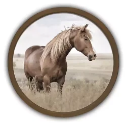 Kirklands Home Framed Art|Horse Pasture Round Framed Art Print