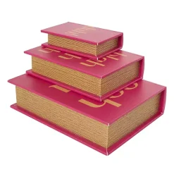 Hot Pink Ooh La La Book Boxes, Set of 3 Baskets & Boxes