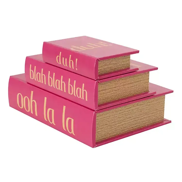 Hot Pink Ooh La La Book Boxes, Set of 3 Baskets & Boxes