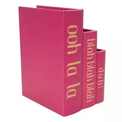 Hot Pink Ooh La La Book Boxes, Set of 3 Baskets & Boxes