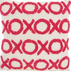 Online Hot Pink Tufted XOXO Pillow Valentines Day Decorations