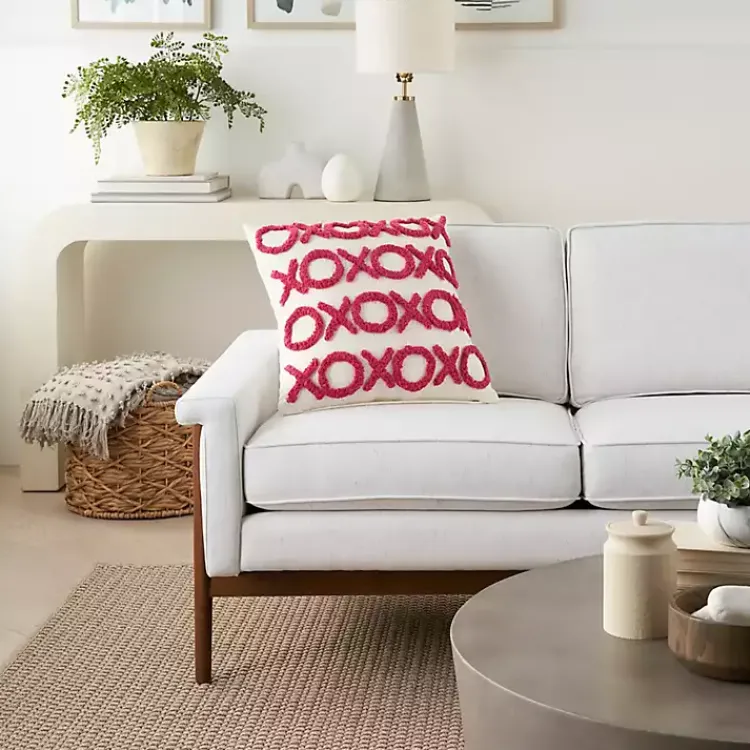 Online Hot Pink Tufted XOXO Pillow Valentines Day Decorations