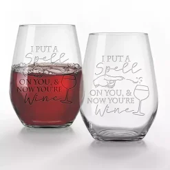Kirklands Home Glassware & Drinkware|I Put a Spell On You Halloween Glasses, Set of 2 Clear