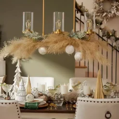New Iced Natural Pampas Grass Stem Christmas Arrangements & Garland