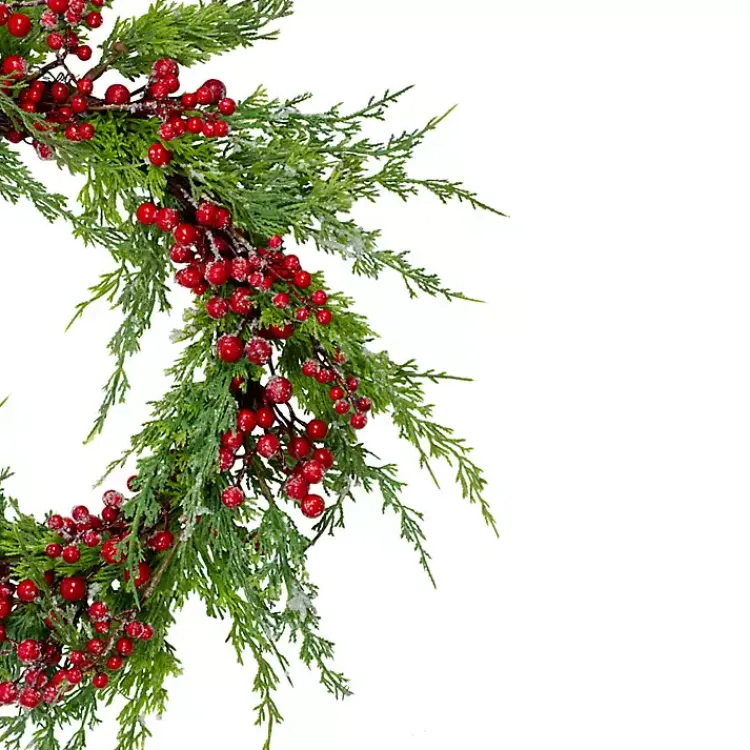 New Iced Red Berries and Cedar Wreath Christmas Wreaths
