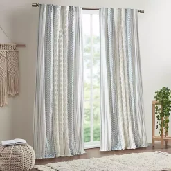 Kirklands Home Curtains & Drapes|Imani Chenille Stripe Curtain Panel, 84 in. Blue