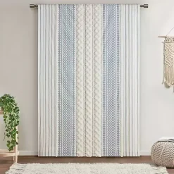 Kirklands Home Curtains & Drapes|Imani Chenille Stripe Curtain Panel, 84 in. Blue