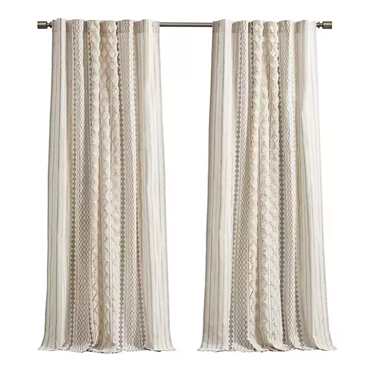 Kirklands Home Curtains & Drapes|Imani Cream Chenille Stripe Curtain Panel, 84 in. Ivory
