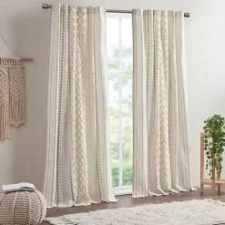 Kirklands Home Curtains & Drapes|Imani Cream Chenille Stripe Curtain Panel, 95 in. Ivory