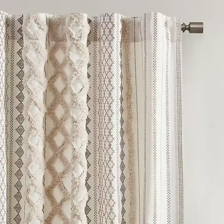 Kirklands Home Curtains & Drapes|Imani Cream Chenille Stripe Curtain Panel, 95 in. Ivory