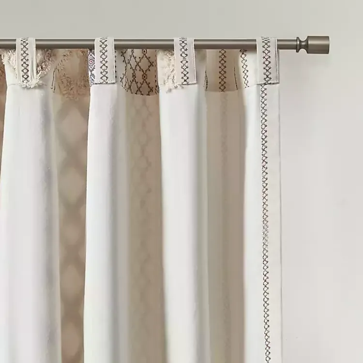 Kirklands Home Curtains & Drapes|Imani Cream Chenille Stripe Curtain Panel, 95 in. Ivory