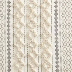 Kirklands Home Curtains & Drapes|Imani Cream Chenille Stripe Curtain Panel, 95 in. Ivory