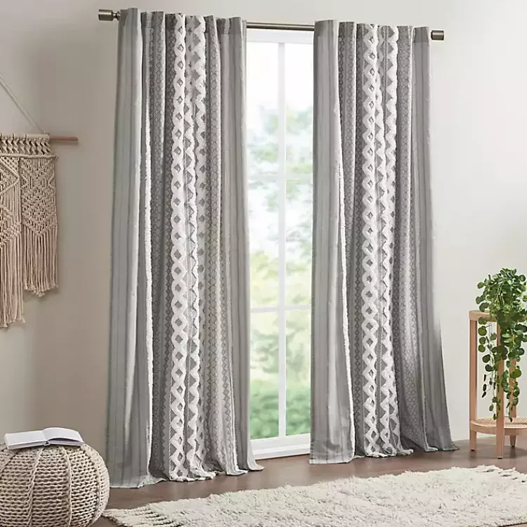 Kirklands Home Curtains & Drapes|Imani Chenille Stripe Curtain Panel, 84 in. Gray