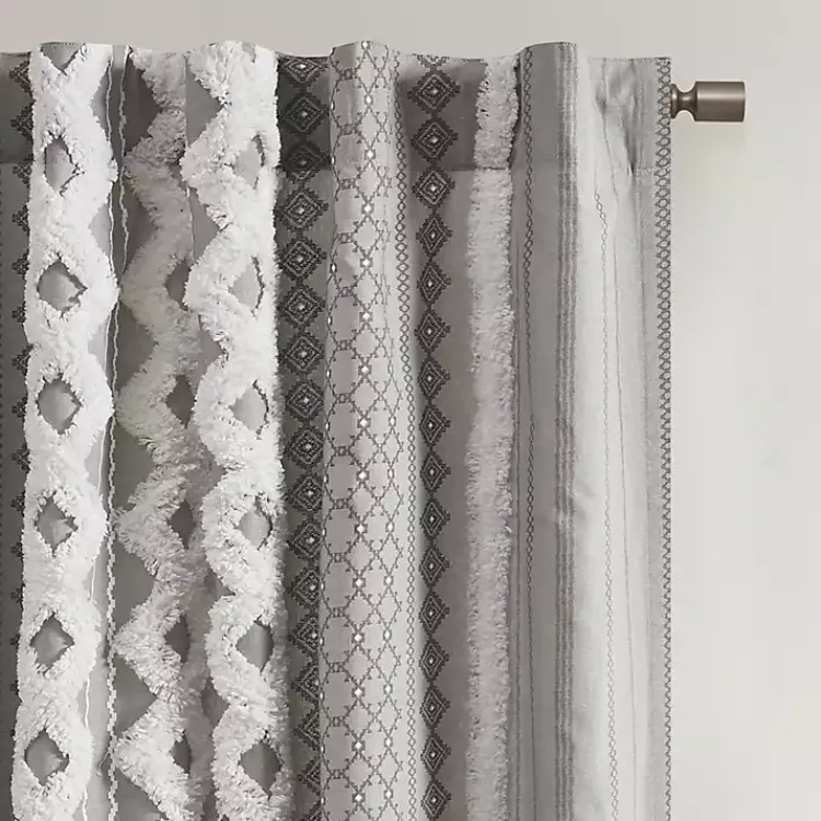 Kirklands Home Curtains & Drapes|Imani Chenille Stripe Curtain Panel, 84 in. Gray