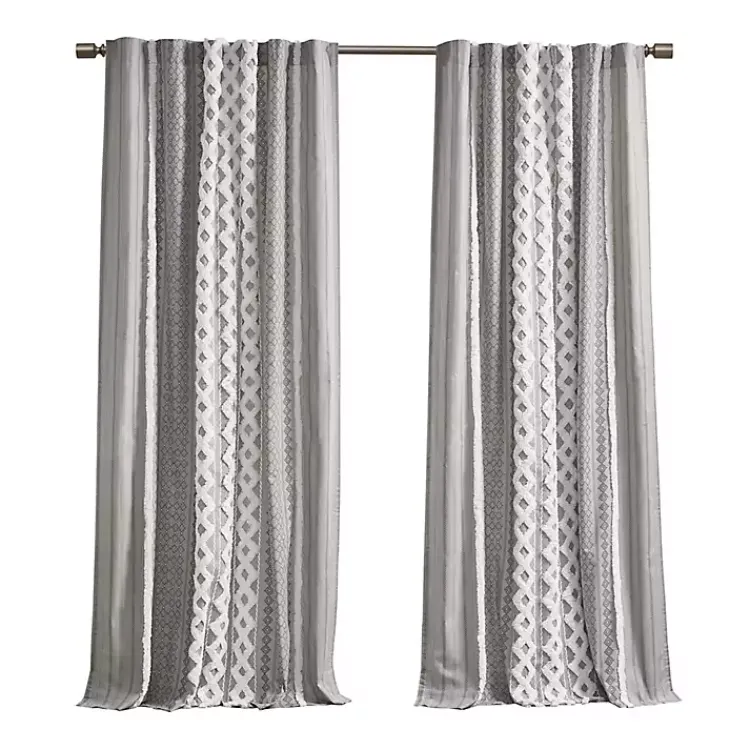 Kirklands Home Curtains & Drapes|Imani Chenille Stripe Curtain Panel, 95 in. Gray