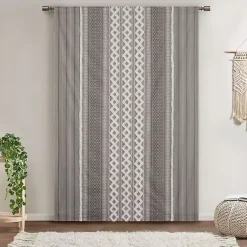 Kirklands Home Curtains & Drapes|Imani Chenille Stripe Curtain Panel, 95 in. Gray
