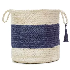 Discount Indigo Bold Striped Jute Basket, 19 in. Baskets & Boxes
