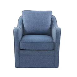 Kirklands Home Accent Chairs|Indigo Swivel Upholstered Wide Seat Accent Chair Blue