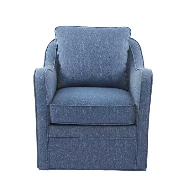 Kirklands Home Accent Chairs|Indigo Swivel Upholstered Wide Seat Accent Chair Blue
