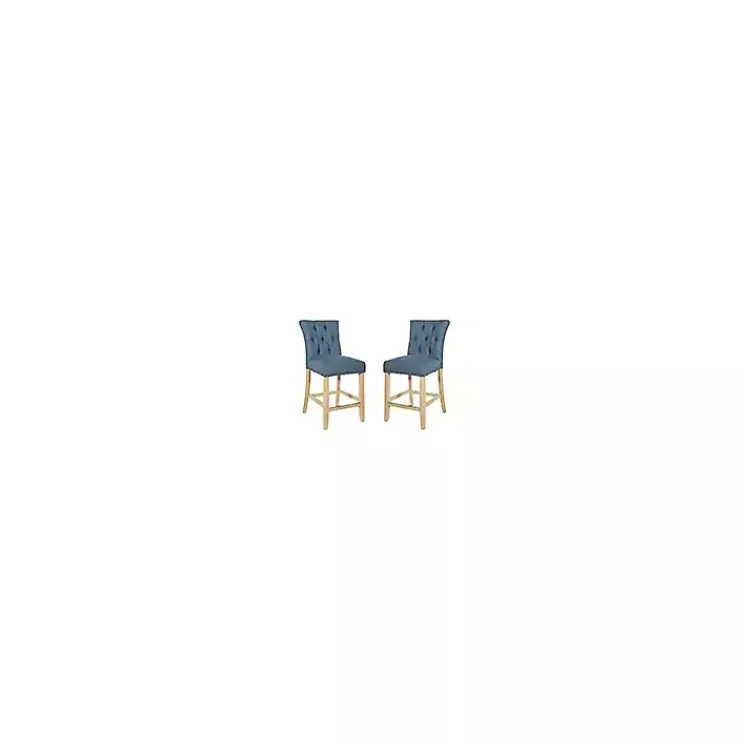 Kirklands Home Bar Stools & Counter Height Stools|Indigo Tufted Nailhead Counter Stools, Set of 2 Blue