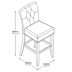 Kirklands Home Bar Stools & Counter Height Stools|Indigo Tufted Nailhead Counter Stools, Set of 2 Blue