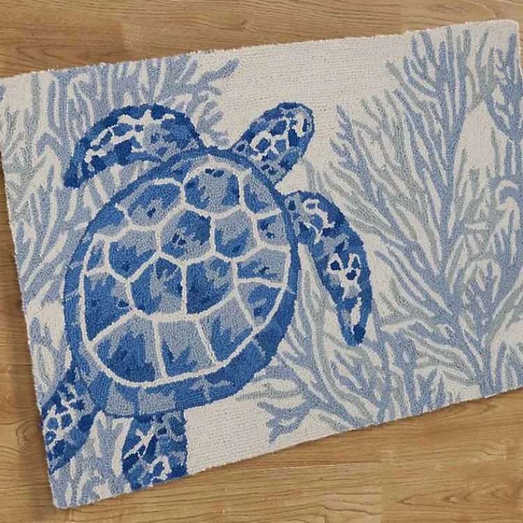 Kirklands Home Accent Rugs|Indigo Turtle Hooked Wool Accent Rug