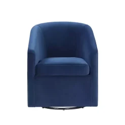 Kirklands Home Accent Chairs|Indigo Velvet Swivel Barrel Accent Chair Blue
