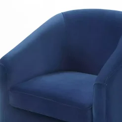 Kirklands Home Accent Chairs|Indigo Velvet Swivel Barrel Accent Chair Blue