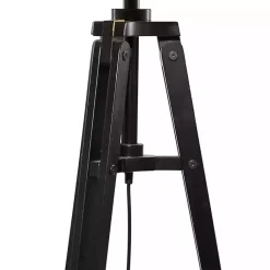 Kirklands Home Floor Lamps|Industrial Tripod Wooden Floor Lamp Ivory