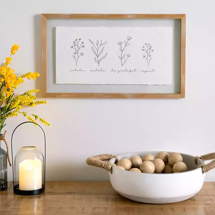 Kirklands Home Wall Quotes & Signs|Inhale Exhale Floral Wall Plaque White