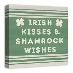 Sale Irish Kisses & Shamrock Wishes Canvas Art Print St Patricks Day Decorations