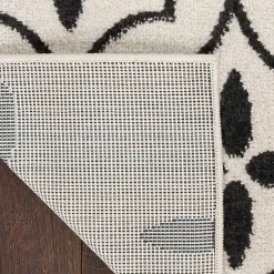 Kirklands Home Outdoor Rugs|Ivory & Black Quatrefoil Indoor/Outdoor Rug, 8x10