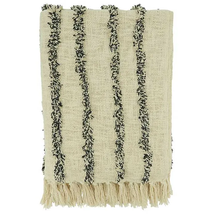 Outlet and Black Tufted Lines Throw Blankets & Throws