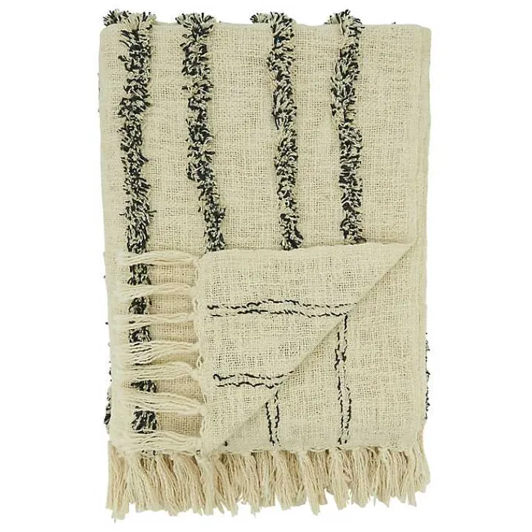 Outlet and Black Tufted Lines Throw Blankets & Throws