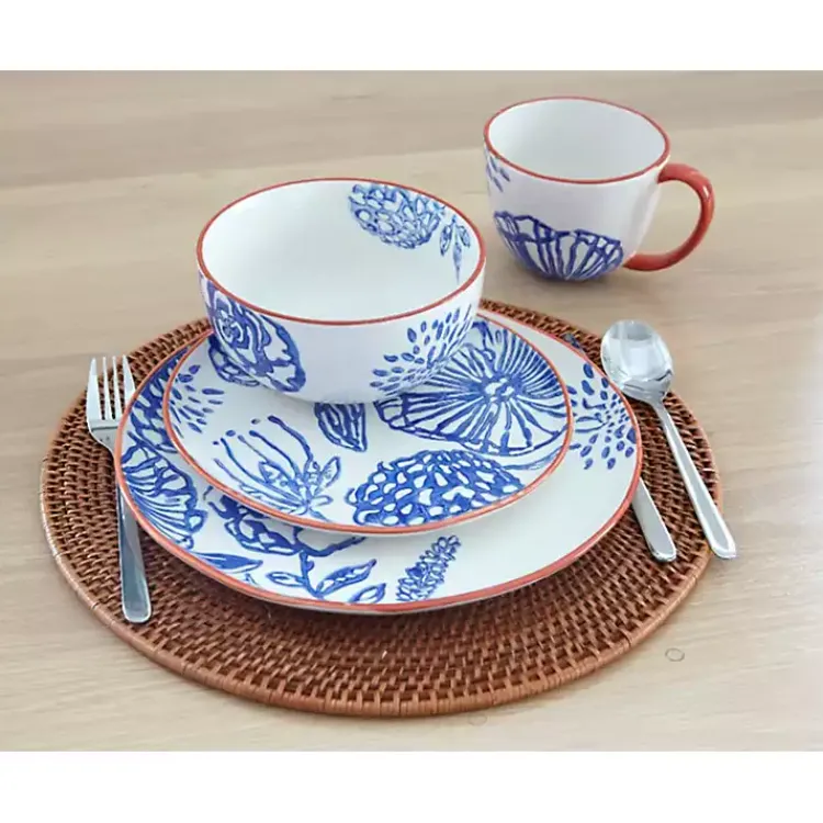 Kirklands Home Dinnerware|Ivory and Blue Floral 16-pc. Dinnerware Set