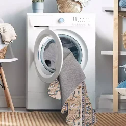 Kirklands Home Area Rugs|Ivory and Gold Julian Washable Area Rug, 5x7