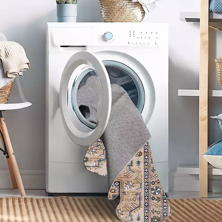 Kirklands Home Area Rugs|Ivory and Gold Julian Washable Area Rug, 5x7