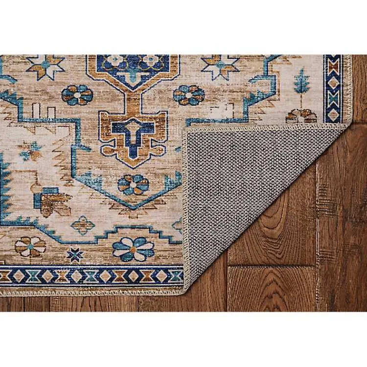 Kirklands Home Area Rugs|Ivory and Gold Julian Washable Area Rug, 5x7