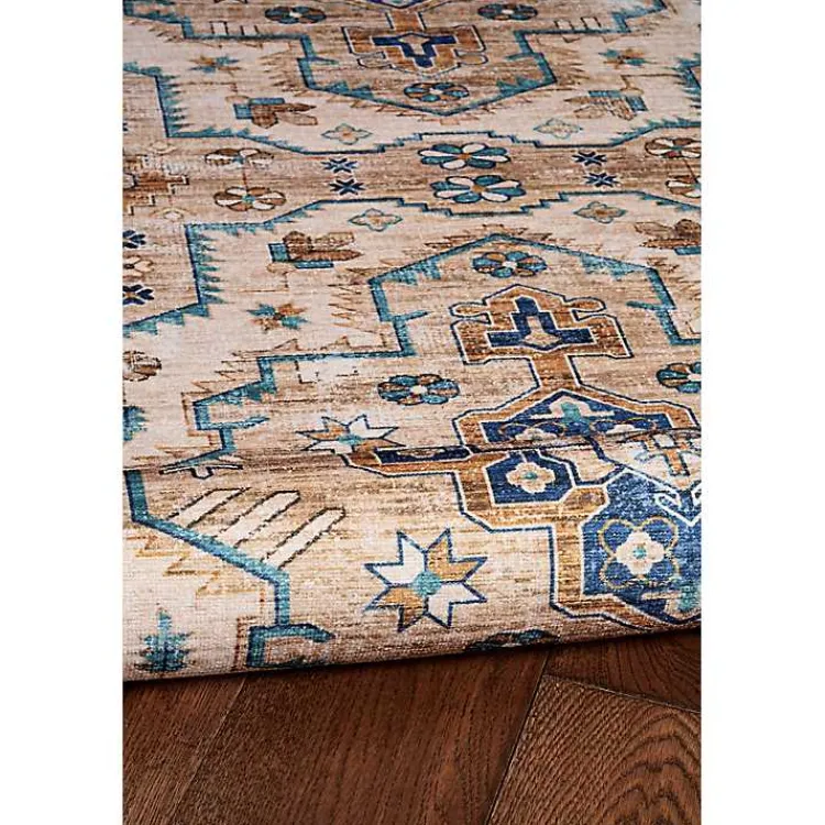 Kirklands Home Area Rugs|Ivory and Gold Julian Washable Area Rug, 5x7