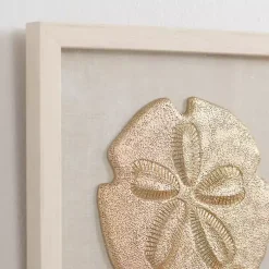 Kirklands Home Wall Plaques|Ivory and Gold Shell Shadow Wall Plaques, Set of 3